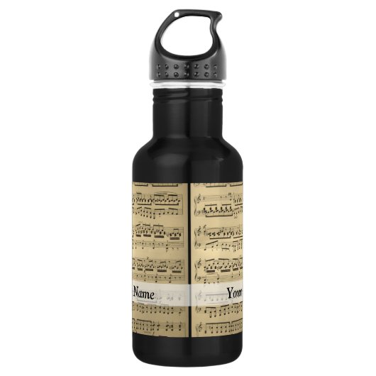 Vintages Musikblatt Edelstahlflasche (Vorderseite)