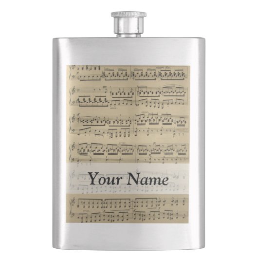 Vintages Musikblatt Flachmann (Vorderseite)