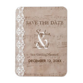 Vintages Musikblatt & Hochzeit SPEICHERN Magnet (Vertikal)