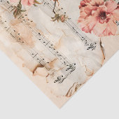 Vintages Musikblatt mit rosa Rosen Seidenpapier (Ausschnitt)