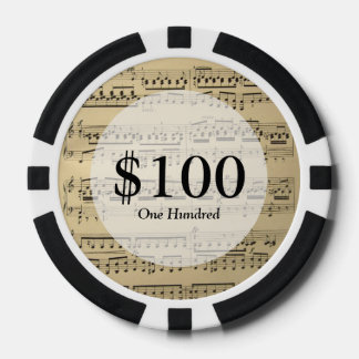 Vintages Musikblatt Pokerchips
