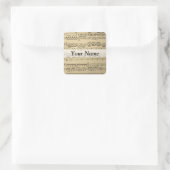 Vintages Musikblatt Quadratischer Aufkleber (Tasche)