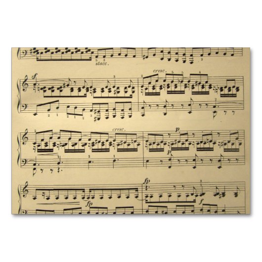 Vintages Musikblatt Tischnummer (Rückseite)