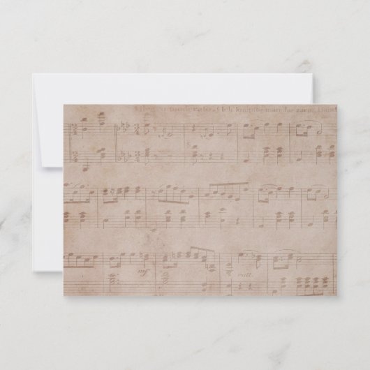 Vintages Musikblatt und Hochzeitsszenario RSVP Cus (Rückseite)