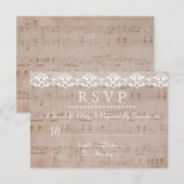 Vintages Musikblatt und Hochzeitsszenario RSVP Cus Karte (Vorne/Hinten)