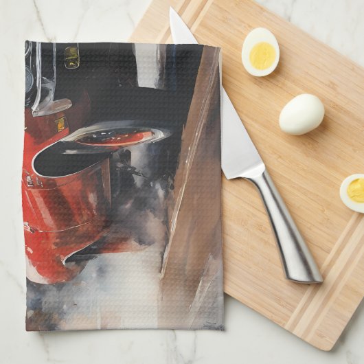 Vintages Muskelauto Geschirrtuch (Viertel Falte)