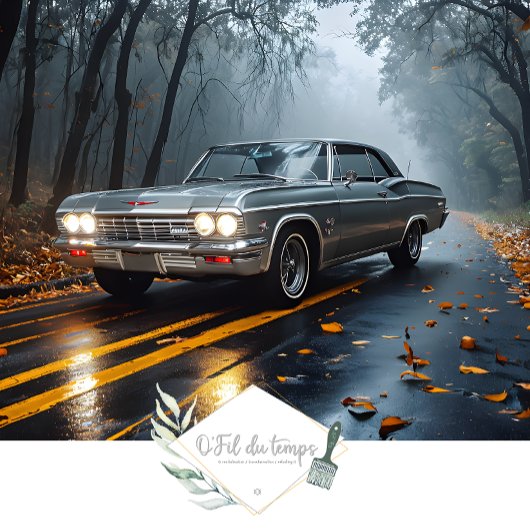 Vintages Muskelauto - Impala - Fall Forest Highway Seidenpapier