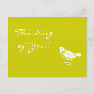 Vintages Mustard Yellow Bird Denken Sie an Ihre Ka Postkarte
