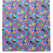 Vintages Muster 01.w LBlue BG Duschvorhang (Vorderseite)