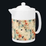 Vintages Muster (2)<br><div class="desc">Nostalgisches Blumenteapot mit Vintagen Blume-Illustrationen. Ideal für eine Touch klassischen Charmes in jedem Raum.</div>