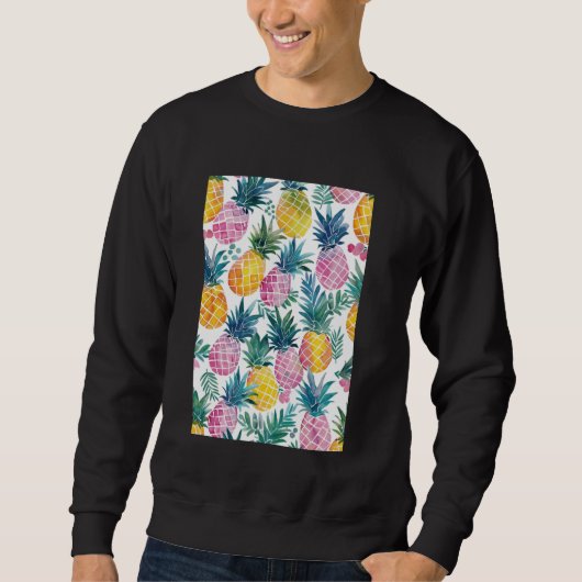 Vintages Muster Art Ananas Obst Sweatshirt (Vorderseite)