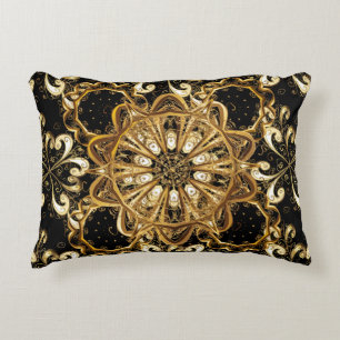 Vintages Muster auf schwarzem Hintergrund mit gold Dekokissen