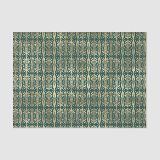 Vintages Muster aus Gold und Türkis Seidenpapier (Vorderseite)