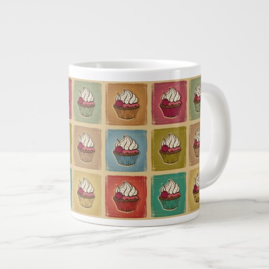 Vintages Muster aus Kuchen Jumbo-Tasse (Vorderseite Rechts)