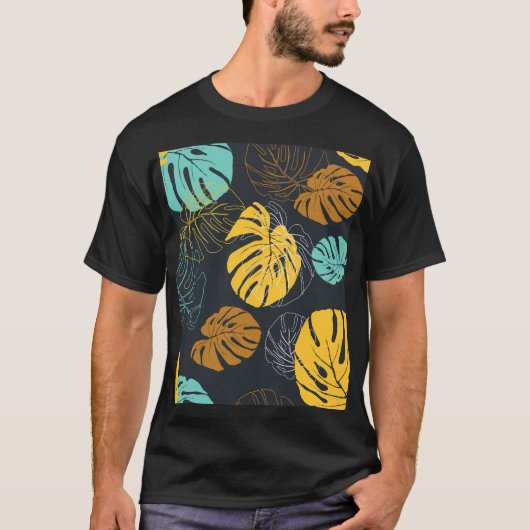 Vintages Muster aus tropischem Leaf T-Shirt (Vorderseite)