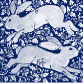 Vintages Muster aus , weißem Kaninchen Wandteppich