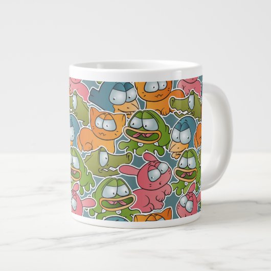 Vintages Muster bei Cartoon Jumbo-Tasse (Vorderseite Rechts)