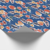 Vintages Muster Bingata: Aubergine Geschenkpapier (Ecke)