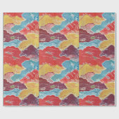 Vintages Muster Bingata: Kranich und Schildkröte Geschenkpapier (Flach)