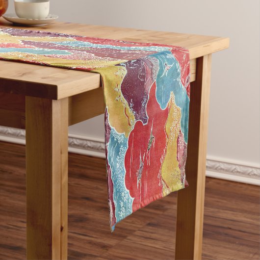 Vintages Muster Bingata: Kranich und Schildkröte Kurzer Tischläufer (Beispiel)