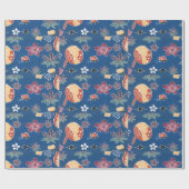 Vintages Muster Bingata: Lüfter, Maulblüten, Ahorn Geschenkpapier (Flach)