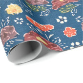 Vintages Muster Bingata: Peonies und kleine che... Geschenkpapier (Rolleneckpunkt)