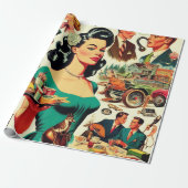 Vintages Muster der 50er Jahre Geschenkpapier (Ungerollt)