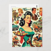 Vintages Muster der 50er Jahre Postkarte (Vorne/Hinten)