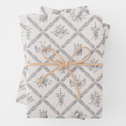 Vintages Muster der antiken heraldischen Waffenrüs Geschenkpapier Set (Beispiel)