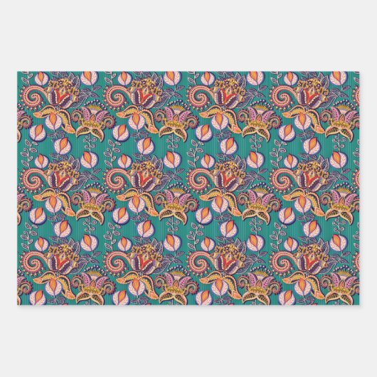 Vintages Muster der Blume Geschenkpapier Set (Vorderseite 2)