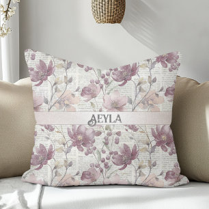 Vintages Muster der floralen Zeitung Kissen