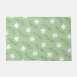 Vintages Muster der grünen weißen Blume Mitte des Fußmatte