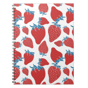 Vintages Muster der handgezogenen Erdbeere Notizblock