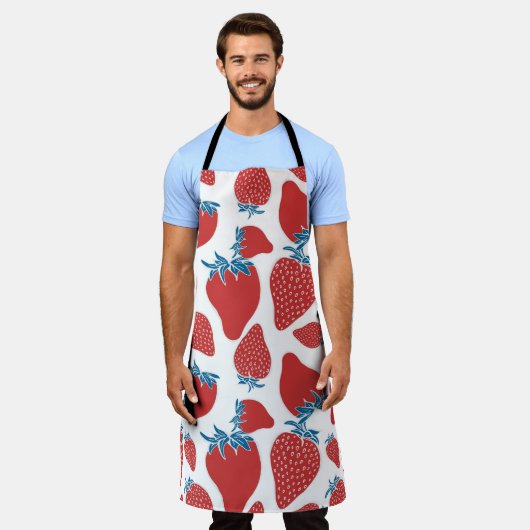 Vintages Muster der handgezogenen Erdbeere Schürze (Getragen)