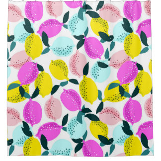 Vintages Muster der handgezogenen Zitronen Duschvorhang