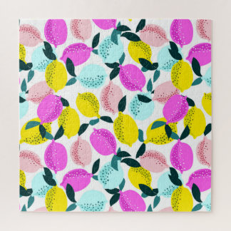 Vintages Muster der handgezogenen Zitronen Puzzle