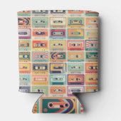 Vintages Muster der Kassettenband im Retro-Design. Dosenkühler (Rückseite)