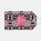 Vintages Muster der rosa Blume Geschenkanhänger (Vorderseite (Horizontal))