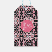 Vintages Muster der rosa Blume Geschenkanhänger (Rückseite)