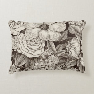 Vintages Muster der Sepia floral (1) Dekokissen