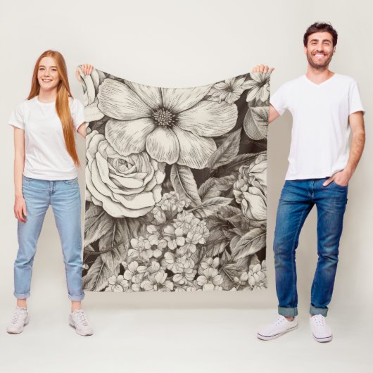 Vintages Muster der Sepia floral (1) Fleecedecke (Beispiel)