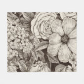 Vintages Muster der Sepia floral (1) Fleecedecke (Vorderseite (Horizontal))