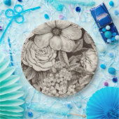 Vintages Muster der Sepia floral (1) Pappteller (Party)