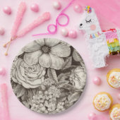 Vintages Muster der Sepia floral (1) Pappteller (Party)