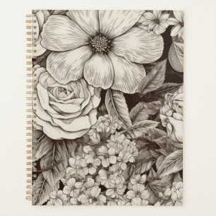 Vintages Muster der Sepia floral (1) Planer