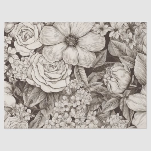 Vintages Muster der Sepia floral (1) Seidenpapier (Vorderseite)