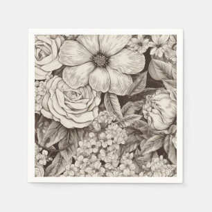 Vintages Muster der Sepia floral (1) Serviette