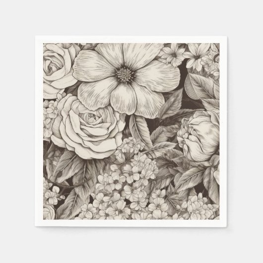 Vintages Muster der Sepia floral (1) Serviette (Vorderseite)