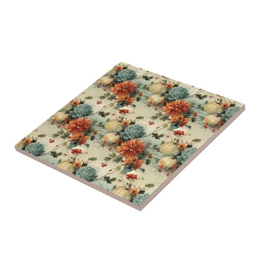 Vintages Muster des Erntedanks (1) Fliese (Seite)