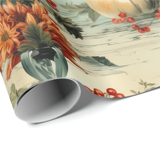 Vintages Muster des Erntedanks (1) Geschenkpapier (Rolleneckpunkt)